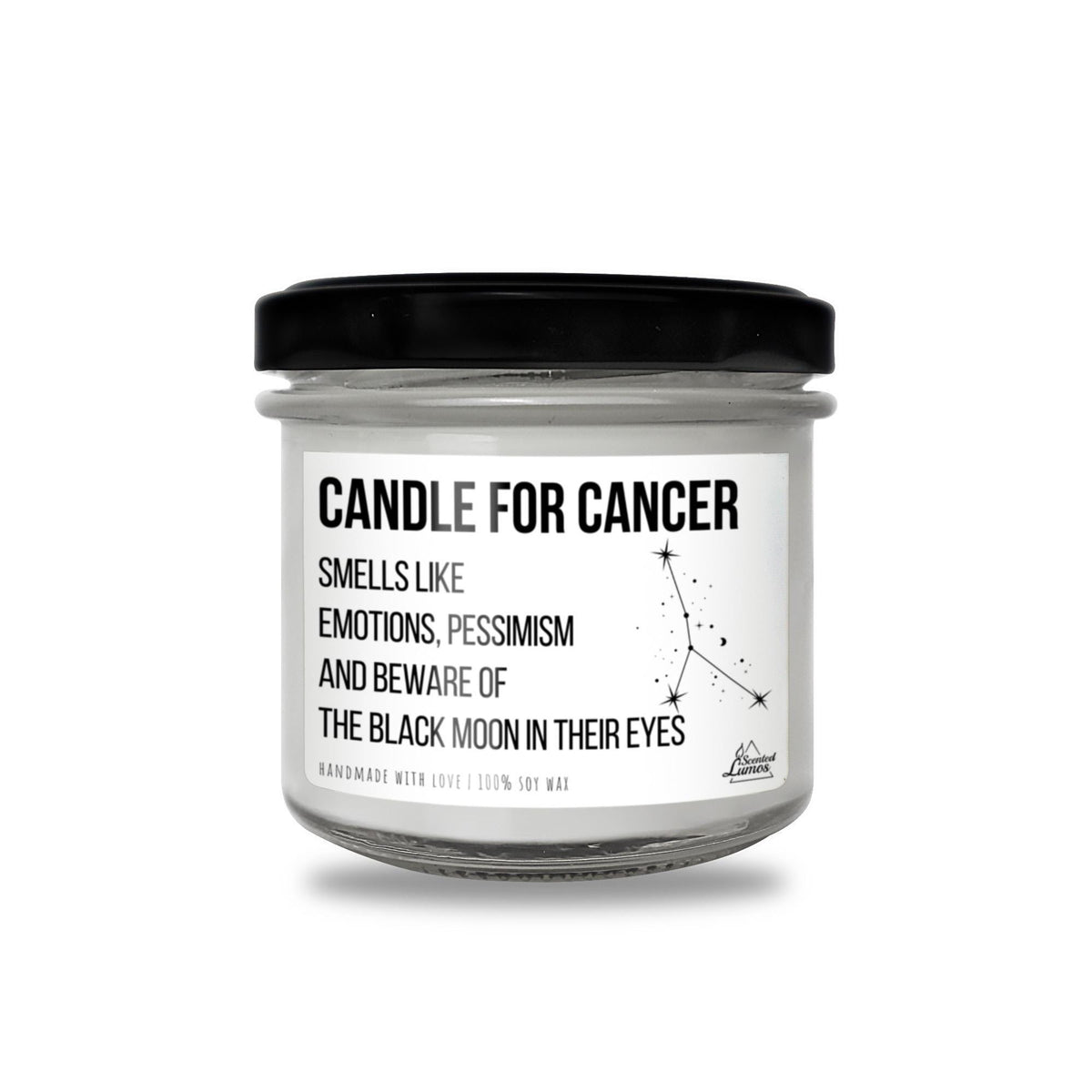 a jar of candle that says candle for cancer