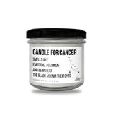 a jar of candle that says candle for cancer