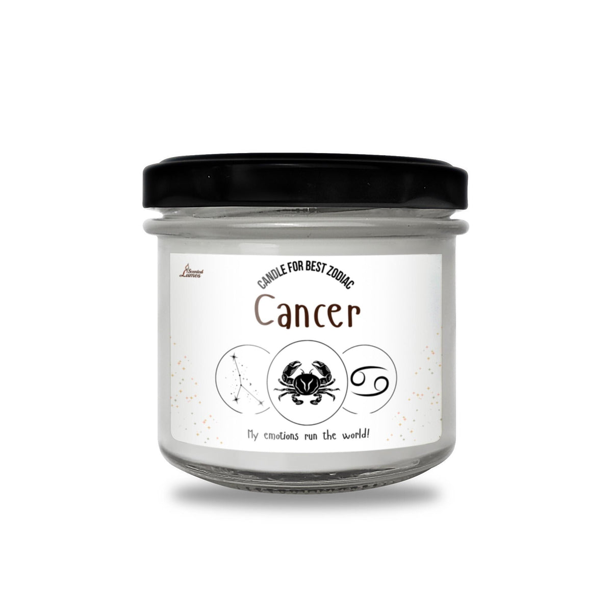 a jar of cancer candles on a white background
