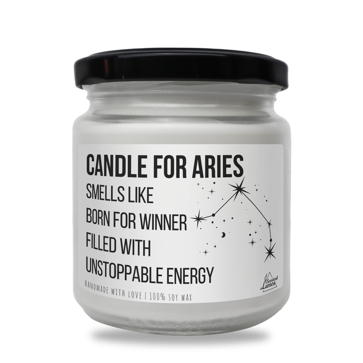 a jar of candle for aries smells like born for winner filled with unsto
