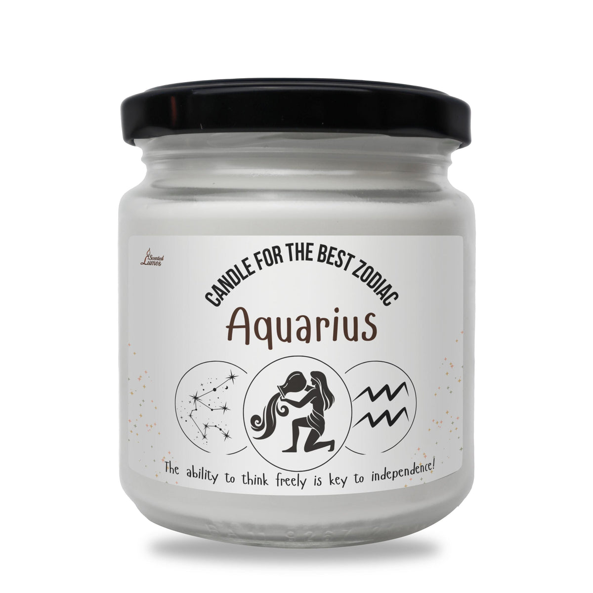 a jar of aquarius powder on a white background