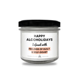 a jar of happy alcoholics infused with feelings of guilt and self - doubt