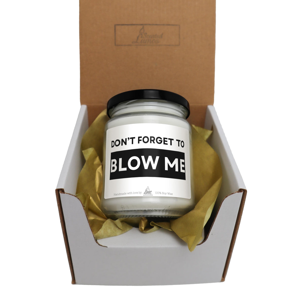 a jar of blow me sits in a box