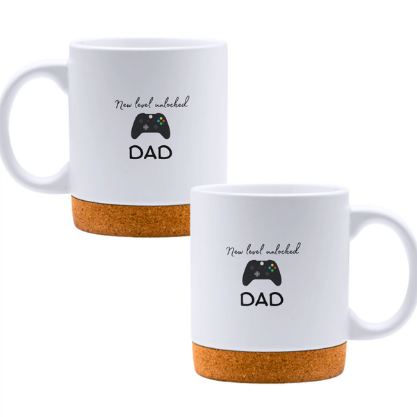New level unlocked: Dad - White mug - Ceramic Mug with Cork 320ml