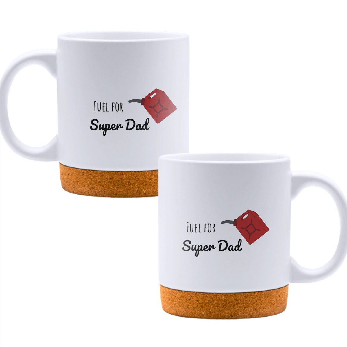 Fuel for Super Dad - White mug - Ceramic Mug with Cork 320ml
