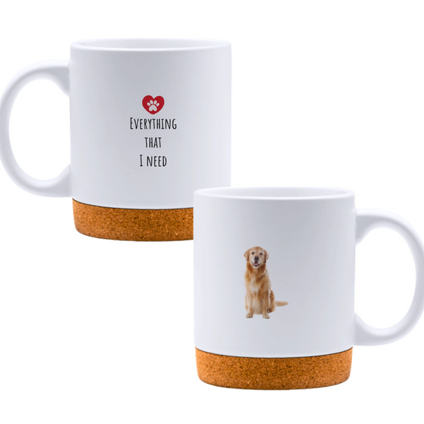 Everything that I need, personalized pet photo - White mug - Ceramic Mug with Cork 320ml