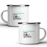 Living on coffee & spreadsheets - White mug - Metal Mug 370ml