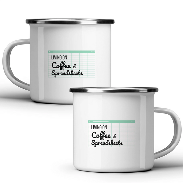 Living on coffee & spreadsheets - White mug - Metal Mug 370ml