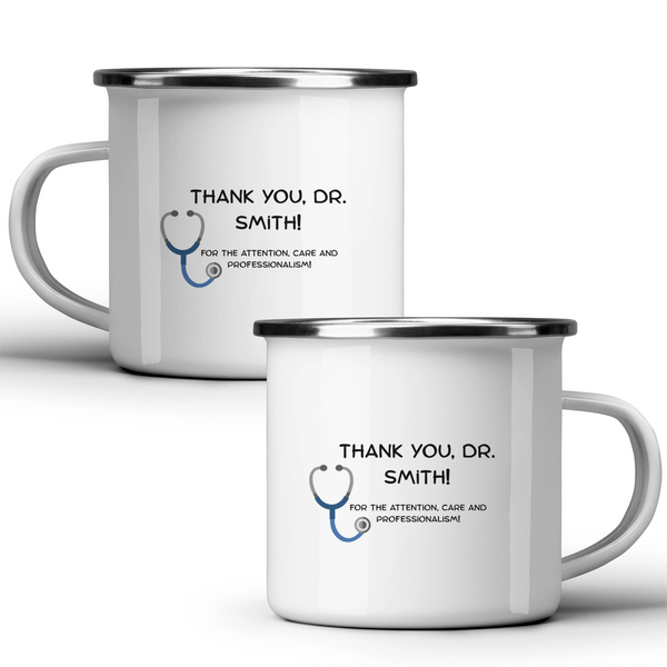 Thank you, Dr [Name]! For the attention, care and professionalism - White mug - Metal Mug 370ml
