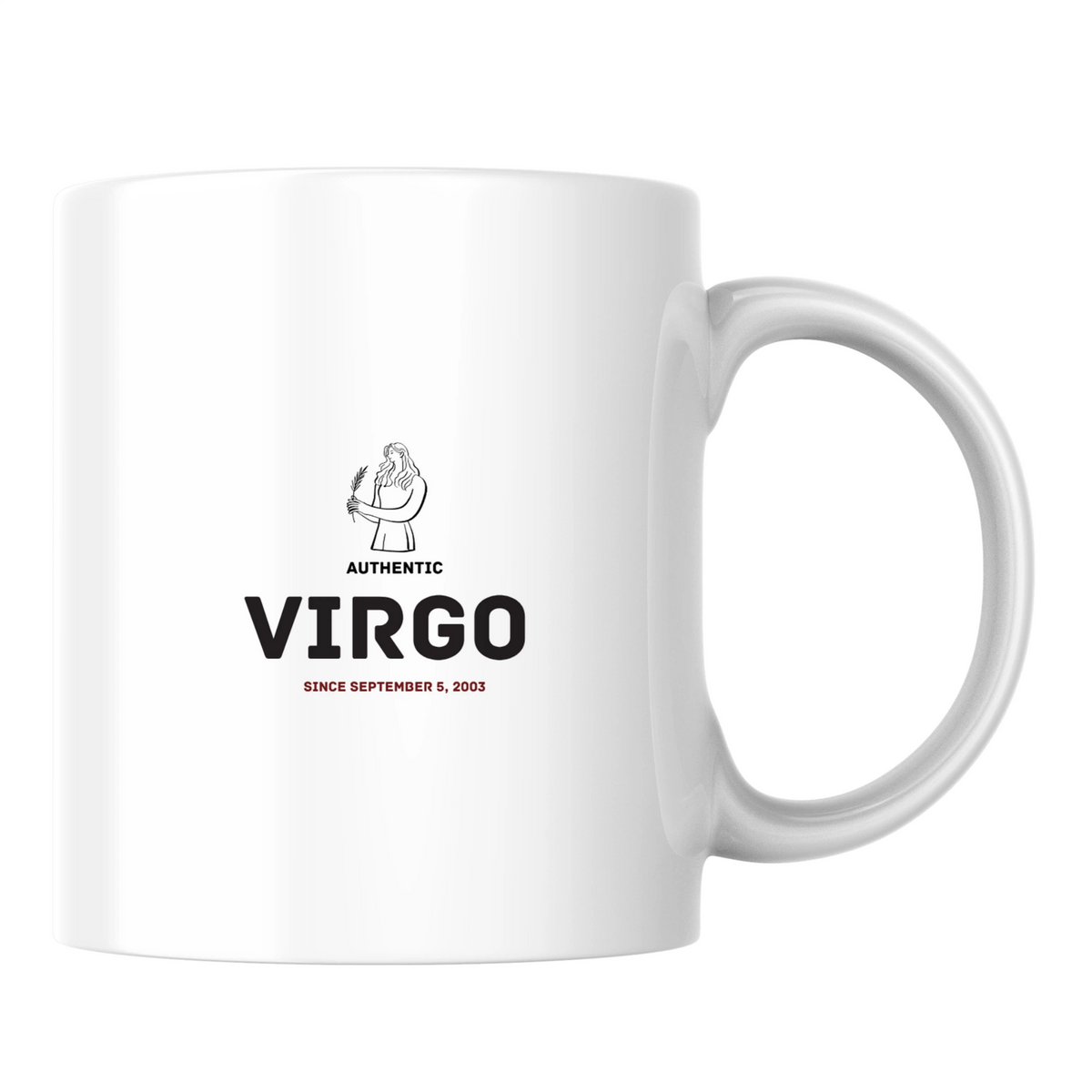 Authentic Virgo, personalized date - White mug - Ceramic Mug 330ml