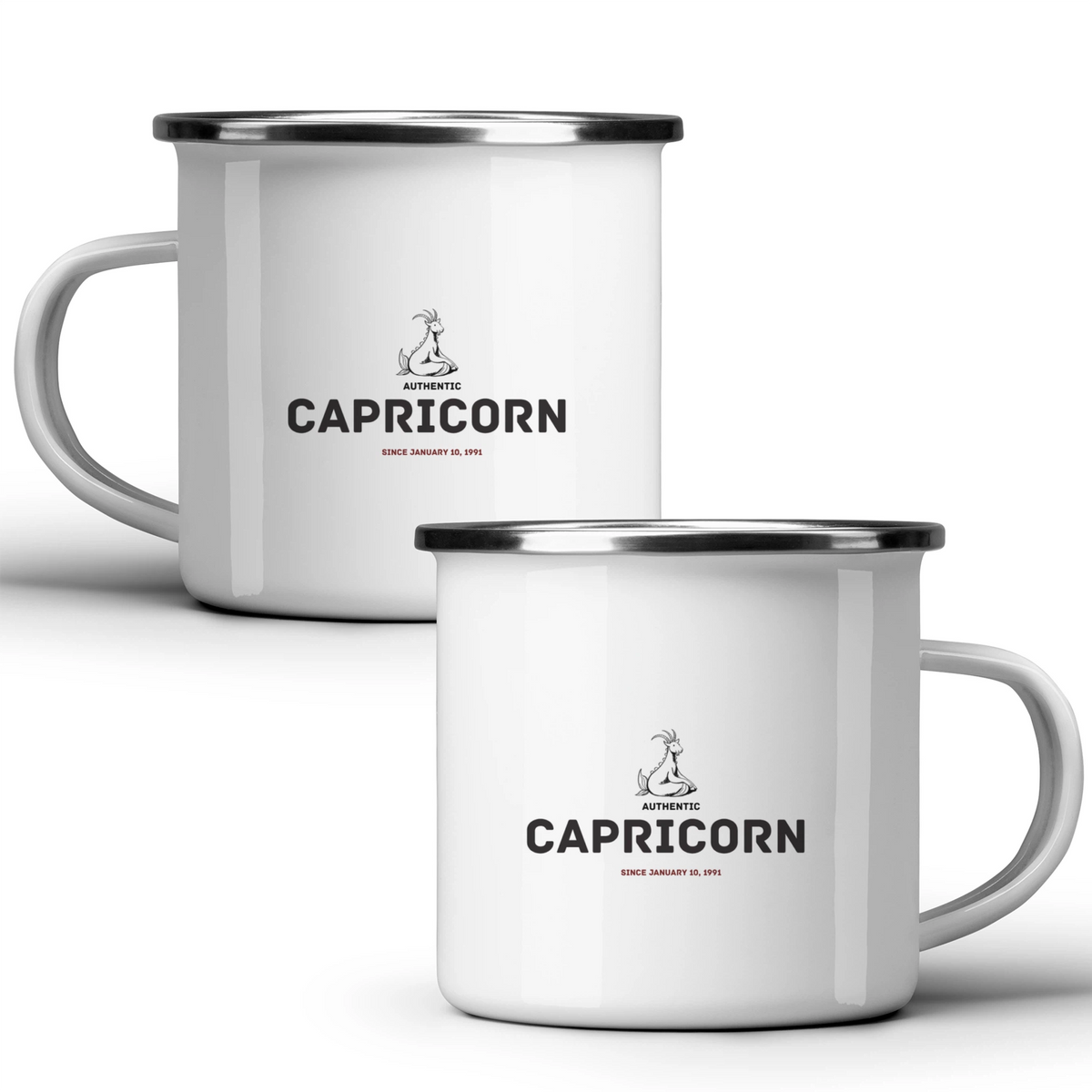 Authentic Capricorn, personalized date - White mug - Metal Mug 370ml
