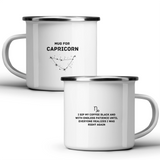 Mug for Capricorn: I sip my coffee black and with endless patience until everyone realizes I was right again - White mug - Metal Mug 370ml