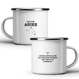 Mug for Aries: I drink coffee in one gulp because patience isn't one of my strengths - White mug - Metal Mug 370ml
