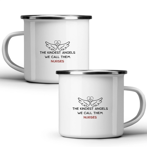 The kindest angels, we call them nurses - White mug - Metal Mug 370ml