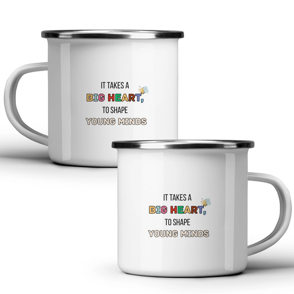 It takes a big heart to shape young minds - White mug - Metal Mug 370ml